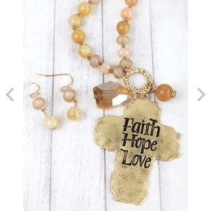 Worn Goldtone “Faith Hope Love Charm Pendant
